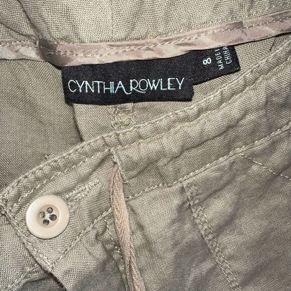 Cynthia Rowley Womens 8 100% Linen Lightweight Solid Khaki Colored Casual Pants - Picture 6 of 10